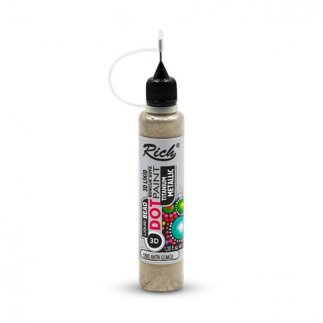 Rich 40ml 3D Dot Paint Metallic Antique Silver