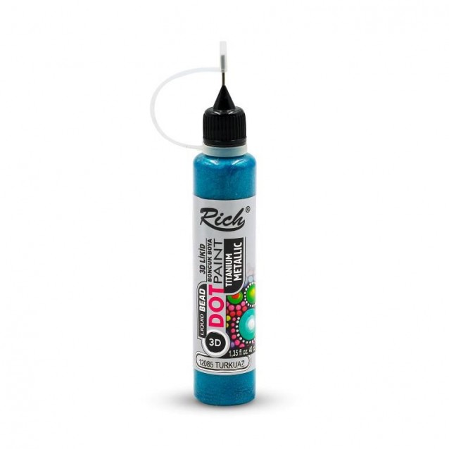 Rich 40ml 3D Dot Paint Metallic Turquoise