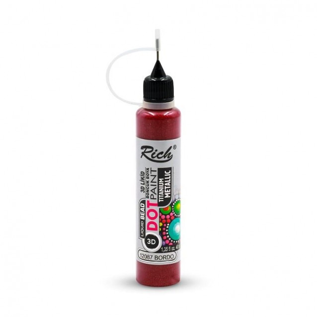 Rich 40ml 3D Dot Paint Metallic Burgundy
