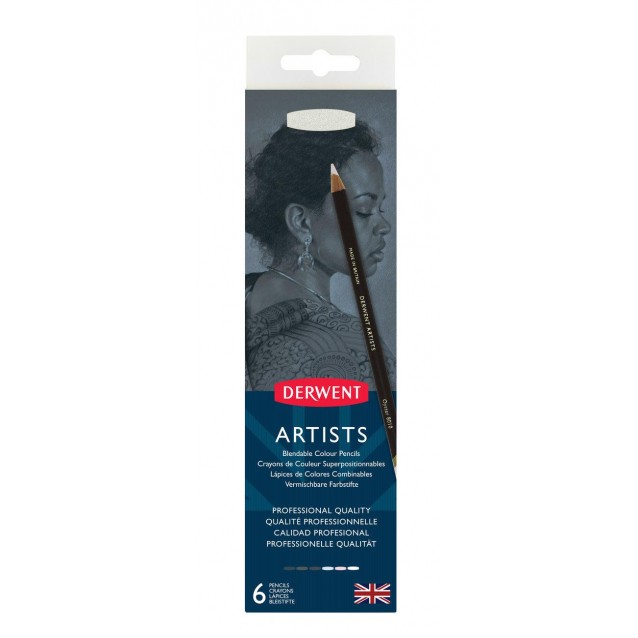 Derwent Μεταλλική Κασετίνα με 6 Μολύβια Artists Black & White