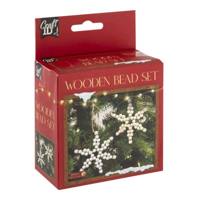 Craft ID 100 Μικρές & Μεγάλες Ξύλινες Χαντρες Αστέρι