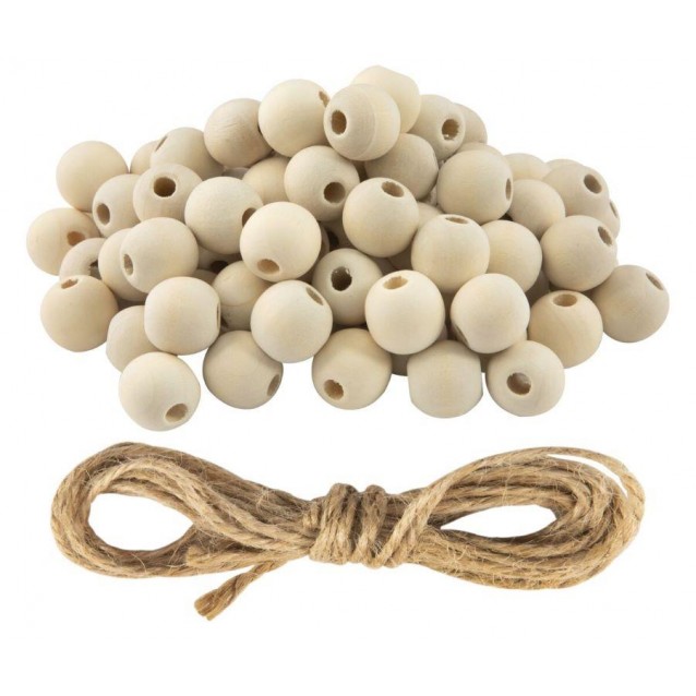 Craft ID 100 Μικρές & Μεγάλες Ξύλινες Χαντρες Αστέρι