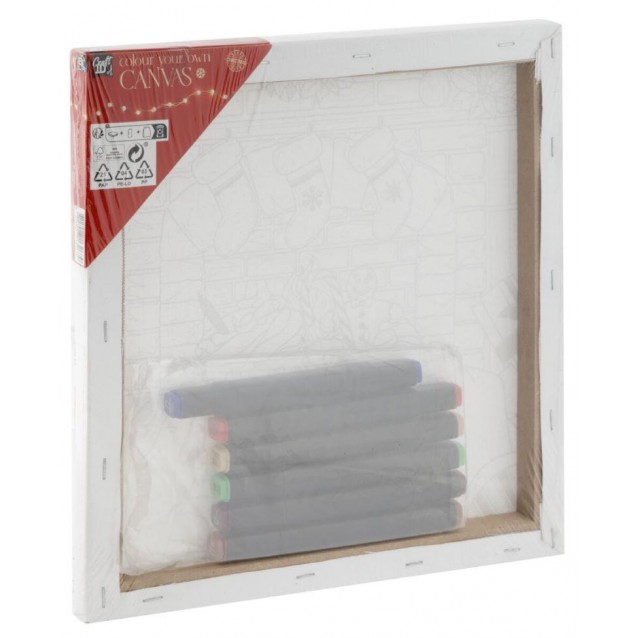 Craft ID Προσχεδιασμένο Τελάρο 30x30cm με 6 Μαρκαδόρους Στολισμένο Τζάκι