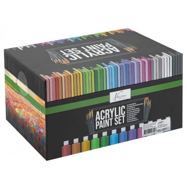 Nassau Σετ Ακρυλικών 24x59ml & 12 Πινέλα