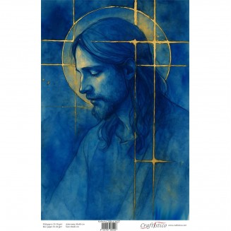 Craftistico Ριζόχαρτο Decoupage 30x40cm Ιησούς Χριστός με Χρυσό Φωτοστέφανο