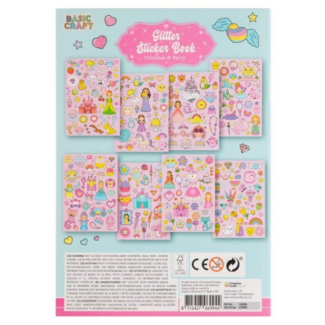 Moxy 8 Φύλλα A5 με Glitter Stickers Πριγκίπισσες & Νεραΐδες