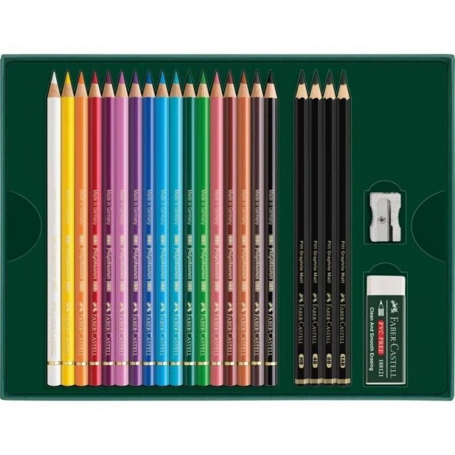 Faber Castell Κασετίνα Ξυλομπογιές Polychromos & Pitt Graphite Matt 23 τεμαχίων