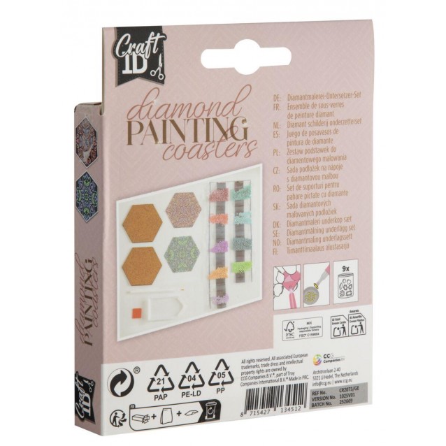 Craft ID Diamond Painting σε 2 Εξάγωνα Σουβέρ 9,5cm