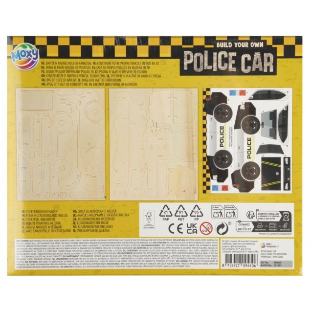 Moxy Κατασκευάστε 3D Ξύλινο Περιπολικό