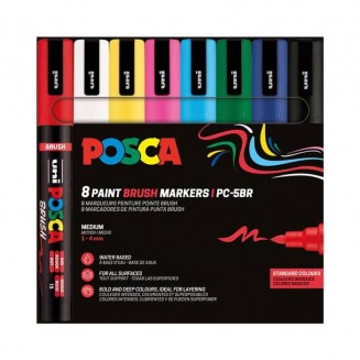 Posca 8 Μαρκαδόροι PC-5BR 1-4mm με Μύτη Πινέλο