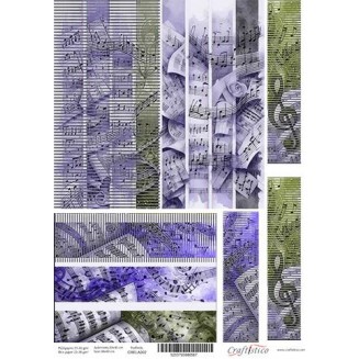 Craftistico Ριζόχαρτο Decoupage 30x40cm Λαμπάδας Μουσική Νότες