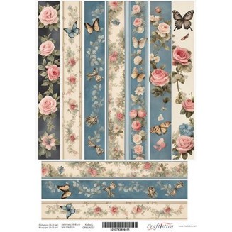 Craftistico Ριζόχαρτο Decoupage 30x40cm Λαμπάδας Λουλούδια Πεταλούδες