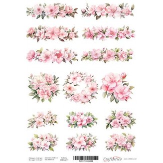 Craftistico Ριζόχαρτο Decoupage 30x40cm Λαμπάδας Λουλούδια Στεφανάκι