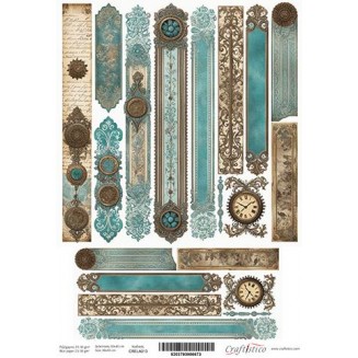 Craftistico Ριζόχαρτο Decoupage 30x40cm Λαμπάδας Vintage Ρολόγια