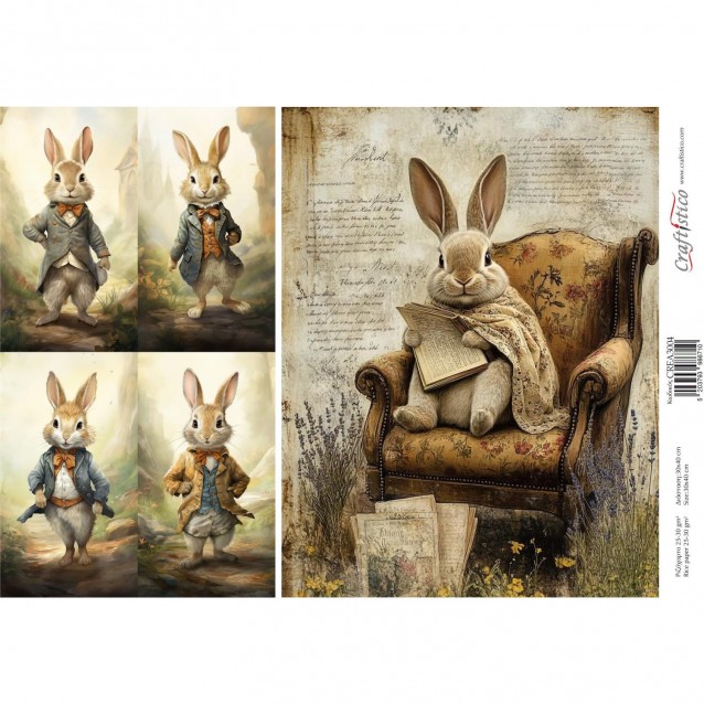 Craftistico Ριζόχαρτο Decoupage 30x40cm Λαγός