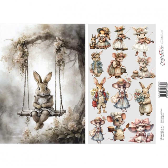 Craftistico Ριζόχαρτο Decoupage 30x40cm Λαγουδάκια