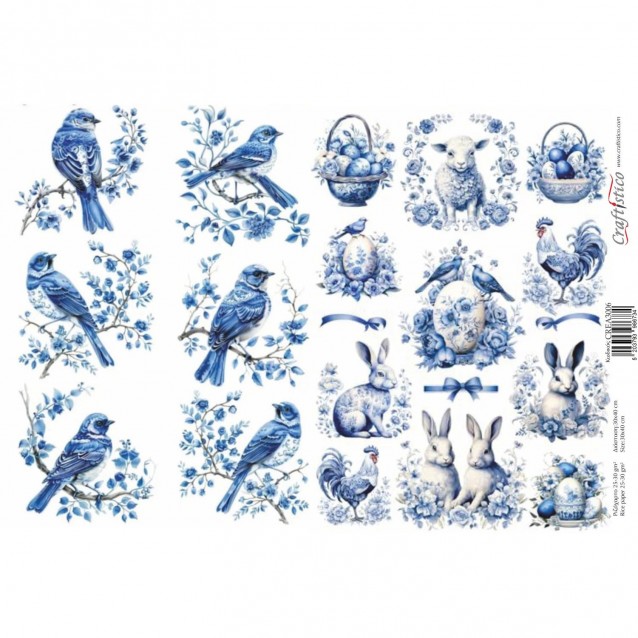 Craftistico Ριζόχαρτο Decoupage 30x40cm Πασχαλινά Αυγά Πουλιά