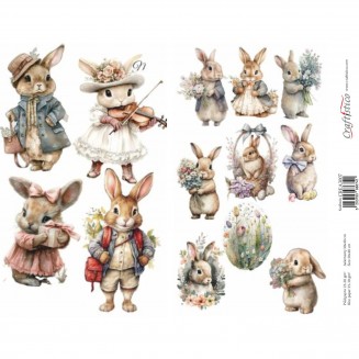 Craftistico Ριζόχαρτο Decoupage 30x40cm Λαγουδάκια και Αυγά