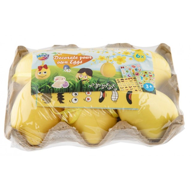 Moxy Διακοσμήστε 6 Κίτρινα Αυγά με Stickers