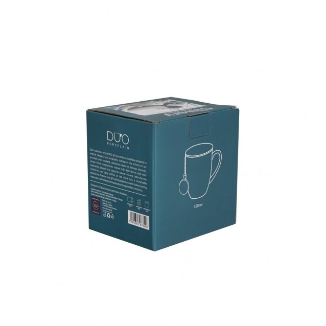 Πορσελάνινη Κούπα 400ml με Καπάκι & Φίλτρο Τσαγιού Tag The Great Wave Katsushika Hokusai