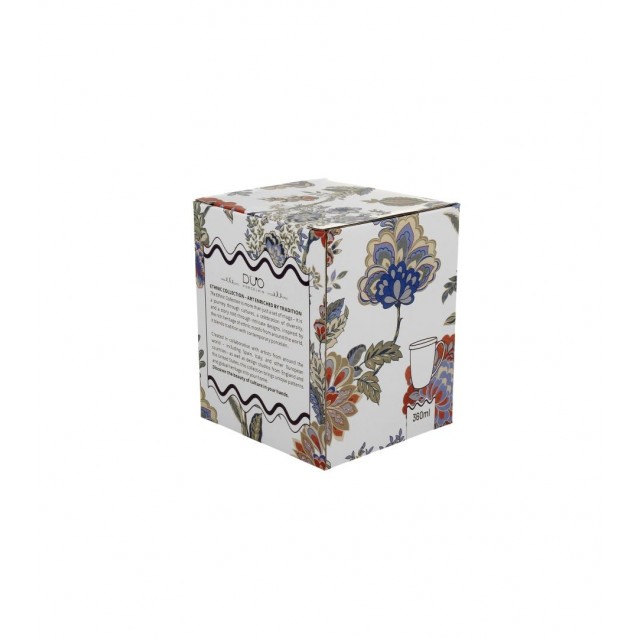 Πορσελάνινη Κούπα Ethnic 360ml με Καπάκι & Φίλτρο Τσαγιού Sahat White