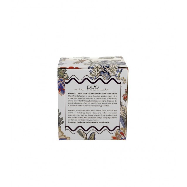 Πορσελάνινη Κούπα Ethnic 360ml με Καπάκι & Φίλτρο Τσαγιού Sahat White