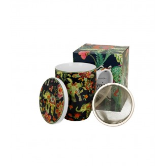 Πορσελάνινη Κούπα Ethnic 360ml με Καπάκι & Φίλτρο Τσαγιού Ankur Blue