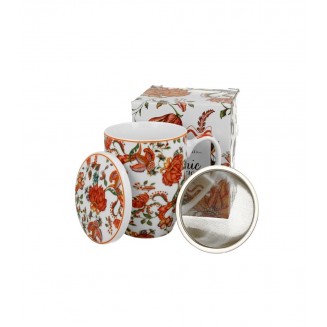 Πορσελάνινη Κούπα Ethnic 360ml με Καπάκι & Φίλτρο Τσαγιού Primavera