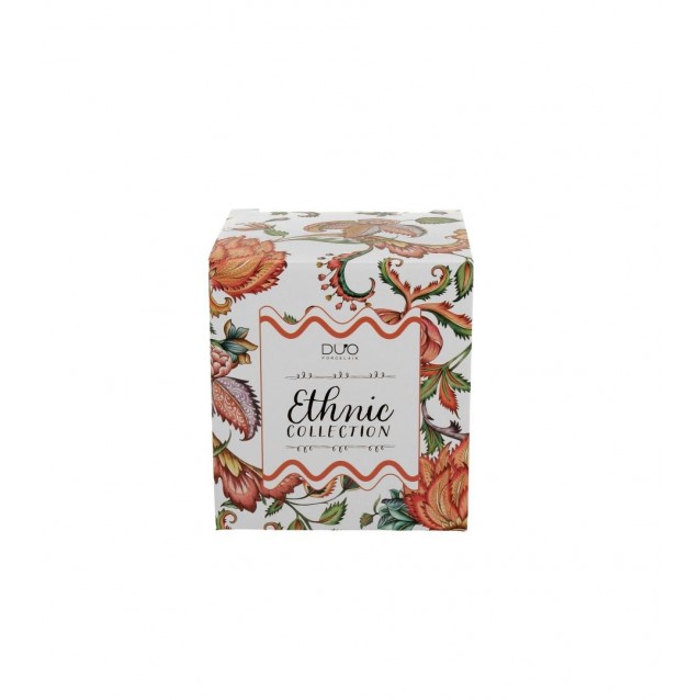 Πορσελάνινη Κούπα Ethnic 360ml με Καπάκι & Φίλτρο Τσαγιού Primavera