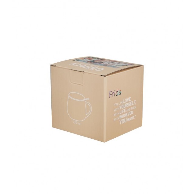 Πορσελάνινη Κούπα Barrel 430ml με Καπάκι & Φίλτρο Τσαγιού Red Frida