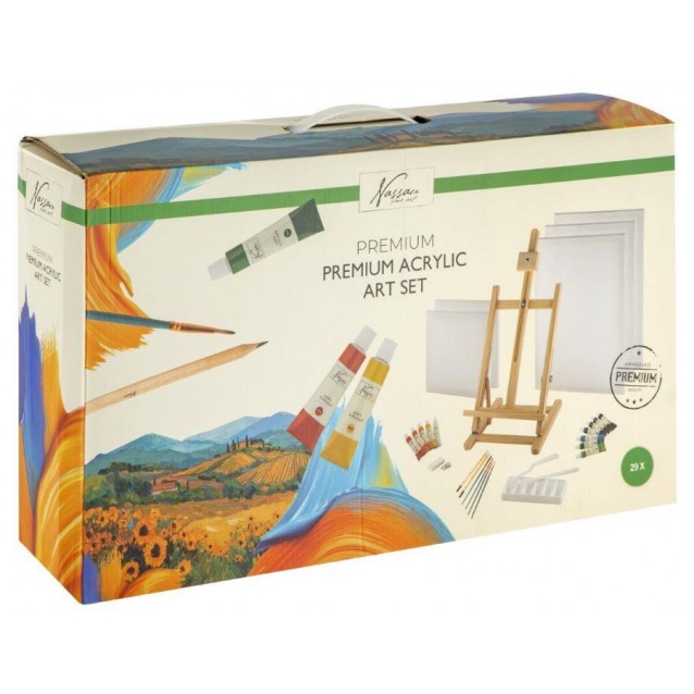 Nassau Premium Acrylic Art Set 28 τεμαχίων & Καβαλέτο