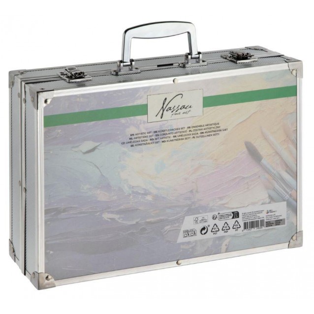 Nassau Art Set 110 τεμαχίωναχίων σε Μεταλλικό Πτυσσόμενο Βαλιτσάκι 34,5x23x8cm
