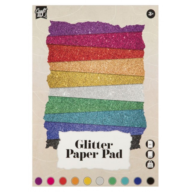 Craft ID Μπλοκ Glitter 10 Φύλλων A4 (21x29,7 cm) 180gr