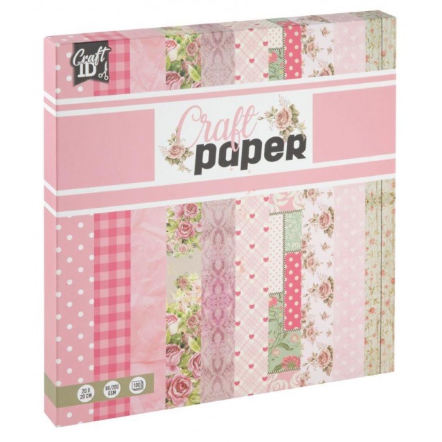 Craft ID 100 Χαρτιά Scrapbooking 20x20cm Ροζ