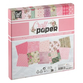 Craft ID 100 Χαρτιά Scrapbooking 20x20cm Ροζ