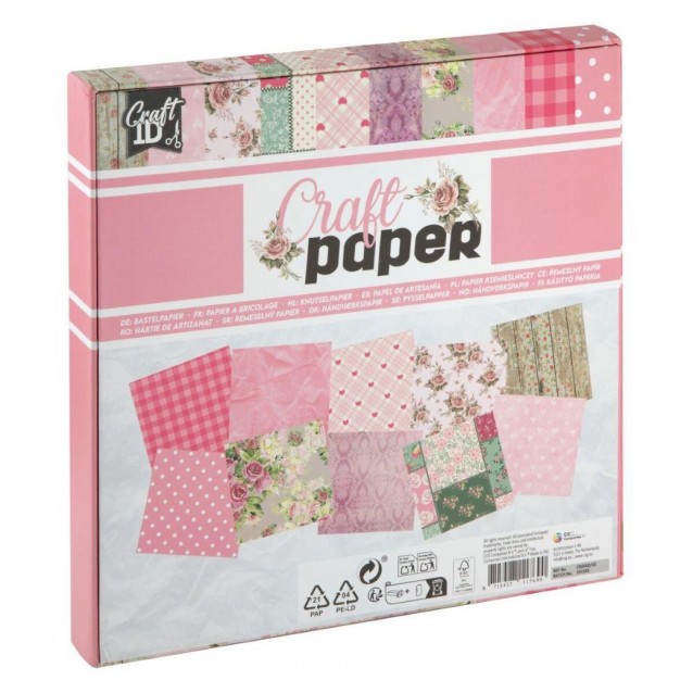 Craft ID 100 Χαρτιά Scrapbooking 20x20cm Ροζ