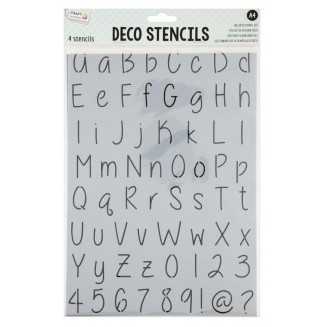 Craft ID Σετ 4 Stencil A4 (21x29,7 cm) Γράμματα & Αριθμοί
