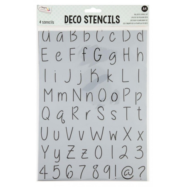 Craft ID Σετ 4 Stencil A4 (21x29,7 cm) Γράμματα & Αριθμοί