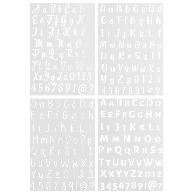Craft ID Σετ 4 Stencil A4 (21x29,7 cm) Γράμματα & Αριθμοί