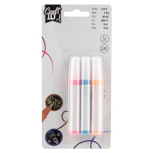 Craft ID 3 Paint Markers Glow in the Dark 10ml