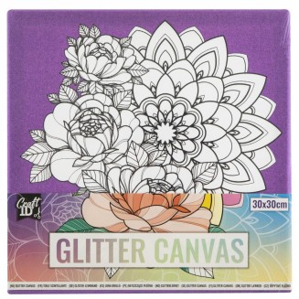 Craft ID Τελάρο 30x30cm Glitter Καμβάς με Τυπωμένο Σχέδιο Λουλούδι