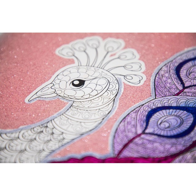 Craft ID Τελάρο 30x30cm Glitter Καμβάς με Τυπωμένο Σχέδιο Παγώνι