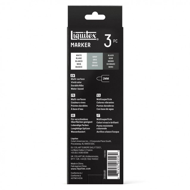 Liquitex Κασετίνα με 3 Ακρυλικούς Μαρκαδόρους 2mm Monochrome