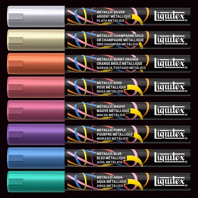 Liquitex Κασετίνα με 8 Ακρυλικούς Μαρκαδόρους 2mm Metallic