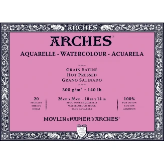 Arches Μπλοκ Ακουαρέλας Hot Pressed (Satine) 300gr 26x36cm 20 φύλλων