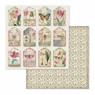 Stamperia Χαρτί Scrapbooking 30,5x30,5cm Διπλής Όψης Spring Botanic Tags