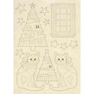 Stamperia Ξύλινο Σχήμα A5 (14,8Χ21cm) Alberi E Gattini