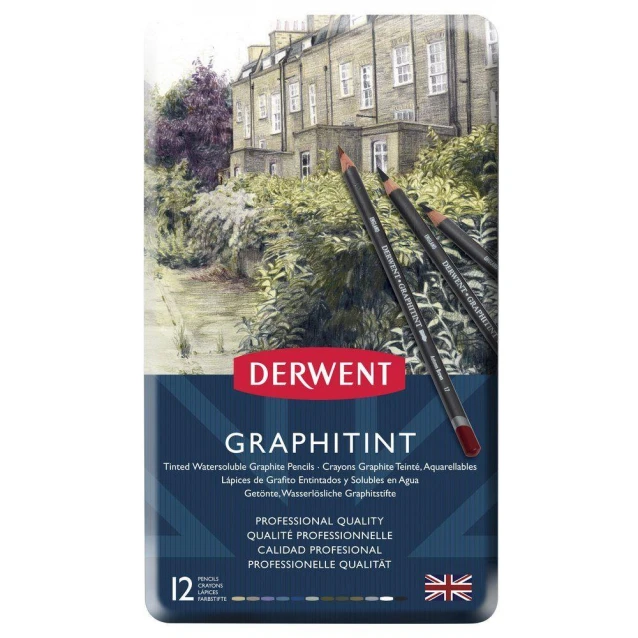 Derwent Μεταλλική Κασετίνα με 12 Μολύβια Graphitint