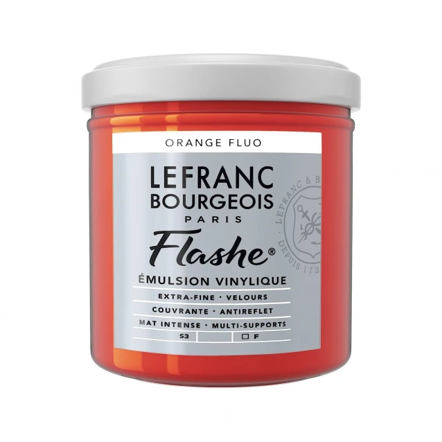 Lefranc & Bourgeois 125ml Flashe Acrylic 206 Fluorescent Orange Series 3