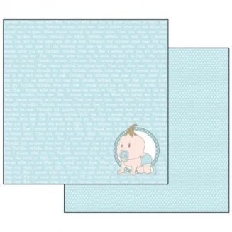 Stamperia Χαρτί Scrapbooking 30,5x30,5cm Διπλής Όψης Baby Light Blue with Wirting